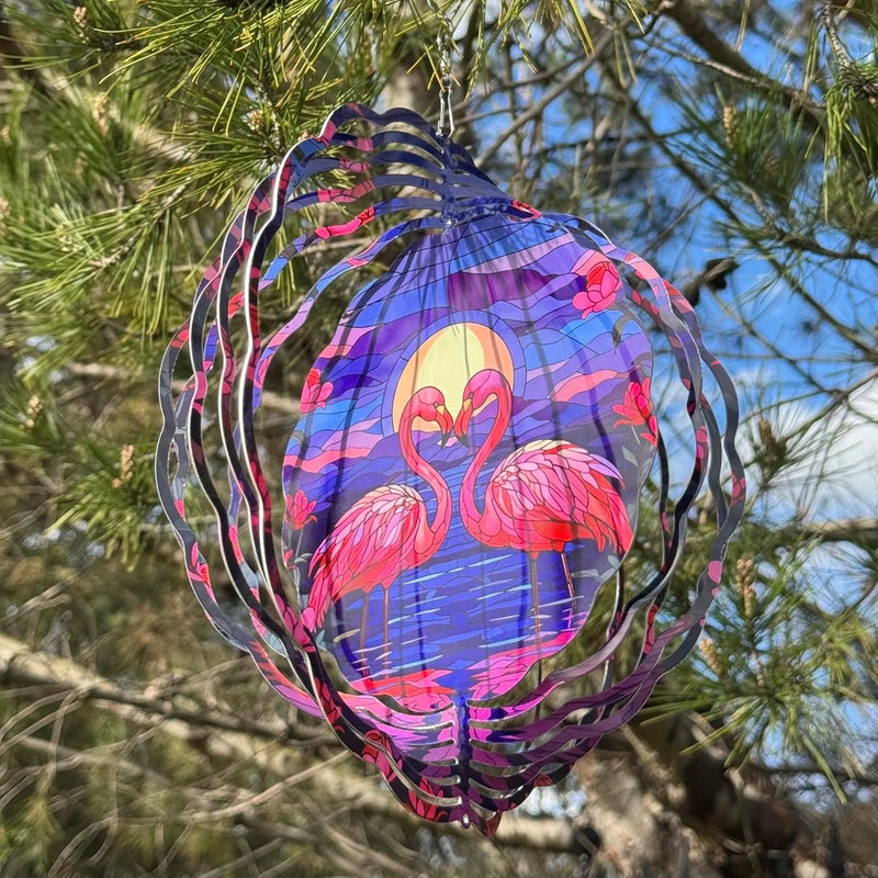 PUCPAM Flamingo Wind Spinner, 3D Hanging Stainless Steel Garden Spinner, Wind Spinner Hanging for Outdoor & Indoor Décor, Unique Gifts for Yard Garden Decoration or Patio Décor (Flamingo) - Image 2